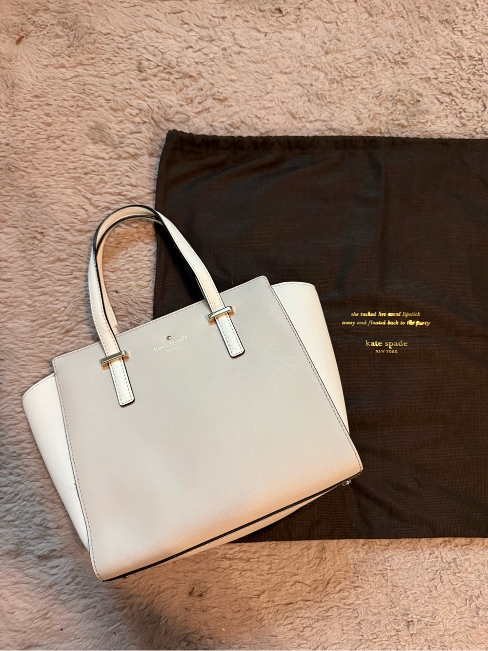 kate spade cream leather satchel with top handles